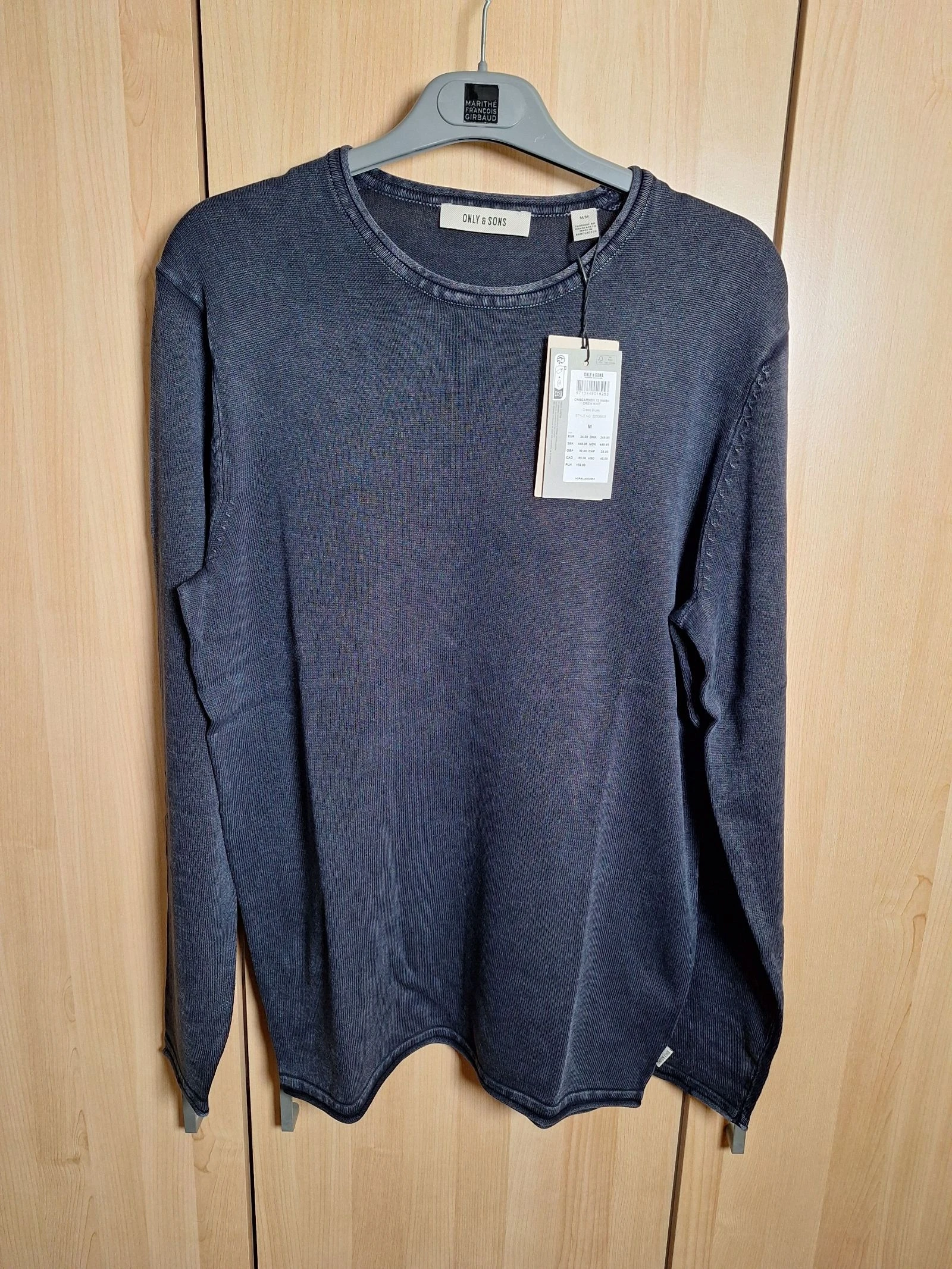 pull homme bleu marine effet delave neuf avec etiquette only and sons taille m
